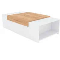 CasaDolce Casa Dolce GORIZIA 1 Couchtisch, Wohnzimmermöbel, 110x60x31 cm, weiß + Eiche, zwei Ablagen