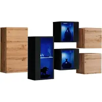 Meublorama AM-SWITCH SB4-WTS SW SB4*7C/42KG, 2 Regale, 6 Tür(en), Braun, Mitteldichte Faserplatte (MDF), 250 mm, 1500 mm