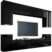 Meublorama FH-C1-1-HG-B-1-1B+2-SQUERE*9C/108KG, 6 Regale, 8 Tür(en), Schwarz, Mitteldichte Faserplatte (MDF), 350 mm, 2560 mm