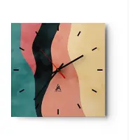 ARTTOR Wanduhr - Quadrat - Glasuhr - Mehrfarbig Abstraktion Modern - 30x30cm - Schleichendes Uhrwerk - Lautlos - zum Aufhängen bereit - Dekoration Modern - Wanddekoration aus Glas - C3AC30x30-4820