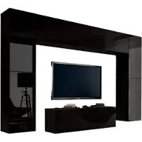 Meublorama FH-C3-3-HG-B-1-1B+2-SQUERE-RGB*9C/107KG, 8 Regale, 8 Tür(en), Schwarz, Mitteldichte Faserplatte (MDF), 350 mm, 2560 mm