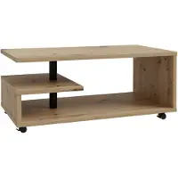 CasaDolce Casa Dolce Couchtisch BIANCA, Eiche, 105x60x45,5 cm, Wohnzimmermöbel, Auf Rädern, 40 kg belastbar