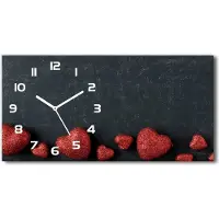 Tulup Wanduhr aus Glas – 60x30 cm - Glasbild - Glasuhr - Gehärtetes Glas - weisse-zeiger - Herzen auf der Tafel