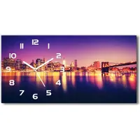Tulup Wanduhr aus Glas – 60x30 cm - Glasbild - Glasuhr - Gehärtetes Glas - weisse-zeiger - Manhattan New York