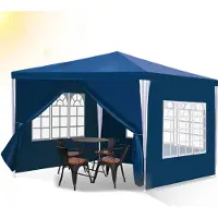 Vigevee 3 x 3 m Garten Pavillon mit 4 Seitenteilen tragbares wasserdichtes Zelt, blau für Camping / Garten / Hochzeit / Strand