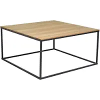 CasaDolce Couchtisch KIRTONA, braun und schwarz, 75x75x40 cm, massives Eichenholz, Metallbeine
