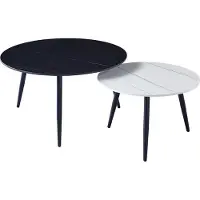 CasaDolce Couchtisch Set GEMINIA, 80x45 & 60x40 cm, weiß & Schwarz Marmormuster mit Goldadern, Keramik-Tischplatten