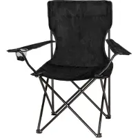 Elasto Robuster & Faltbarer Outdoor Campingstuhl mit Getränkehalterung und praktischer Transporttasche - bis 100kg belastbarSchwarz