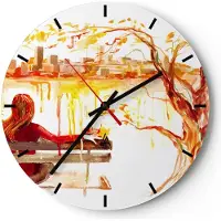 ARTTOR Wanduhr - Rund - Glasuhr - Weiblich städtisch quadrat natur - 30x30cm - Schleichendes Uhrwerk - Lautlos - zum Aufhängen bereit - Dekoration Modern - Wanddekoration aus Glas - C3AR30x30-2978
