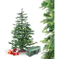 Gartenpirat Künstlicher Weihnachtsbaum BonTree Fichte 150 cm mit Beleuchtung 140 LED warmweiß Komfort-Set Christbaum mit Holzständer und Aufbewahrungstasche