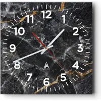 ARTTOR Wanduhr - Quadrat - Glasuhr - Marmor Stein Schwarz - 30x30cm - Schleichendes Uhrwerk - Lautlos - zum Aufhängen bereit - Dekoration Modern - Wanddekoration aus Glas - C4AC30x30-4899