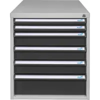 Proregal Schubladenbox mit 6 Schubladen für Werkbank Rhino| HxBxT 65x53x70cm | Traglast 60kg | Lichtgrau/Anthrazitgrau