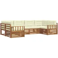 vidaXL Outdoor-Sofagarnitur mit Kissen 6 pcs Natur und Creme