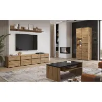 Meublorama HA-CROSS-24N6MY02+12+40+99+LED-21000002*7C/177KG, 6 Tür(en), 12 Regale, Braun, Mitteldichte Faserplatte (MDF), 4 Schublade(n), 2 Jahr(e)