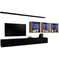 Meublorama AM-SWITCH 17-SWT SW 17*7C/95KG, 2 Regale, 5 Tür(en), Schwarz, Mitteldichte Faserplatte (MDF), 6 Schublade(n), 400 mm
