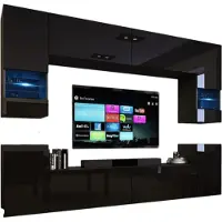 Meublorama FH-C27-27-HG-B-1-1A+2-KLIPEX-2-SQUERE-RGB*9C/116KG, 6 Regale, 8 Tür(en), Schwarz, Mitteldichte Faserplatte (MDF), 350 mm, 2400 mm