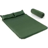 KOMFOTTEU 190 x 130 cm Isomatte Selbstaufblasend für Camping, aufblasbare Luftmatratze mit Kissen, Outdoor Schlafmatte 2 Person, wasserdichte air Mattress Wandern, Isomatte faltbar tragbar (Grün)