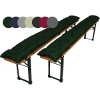 TexDeko Garden 2er-Pack Bierbankauflagen gesteppt für Bierzeltgarnitur 180x25cm (Dunkelgrün)