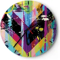ARTTOR Wanduhr - Rund - Glasuhr - Abstraktion modern - 30x30cm - Schleichendes Uhrwerk - Lautlos - zum Aufhängen bereit - Dekoration Modern - Wanddekoration aus Glas - C3AR30x30-3604
