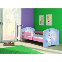 ACMA Jugendbett Kinderbett Junior-Bett Komplett-Set mit Matratze Lattenrost und Rausfallschutz Rosa 26 Elefant 180x80