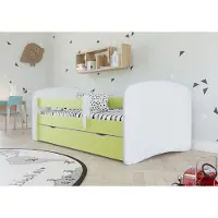 Sellbee Kinderbett Jugendbett 80x160 cm Grün mit Matratze Rausfallschutz Schublade und Lattenrost Kinderbetten für Mädchen und Junge - ohne Motiv
