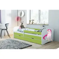 Sellbee Kinderbett Jugendbett 70x140 cm Grün mit Matratze Rausfallschutz Schublade und Lattenrost Kinderbetten für Mädchen und Junge - Einhorn_2