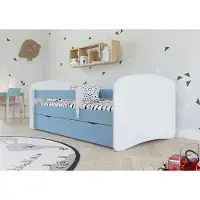 Sellbee Kinderbett Jugendbett 80x180 cm Blau mit Matratze Rausfallschutz Schublade und Lattenrost Kinderbetten für Mädchen und Junge - ohne Motiv