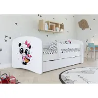 Sellbee Kinderbett Jugendbett 70x140 cm Weiß mit Rausfallschutz Schublade und Lattenrost Kinderbetten für Mädchen und Junge - Panda