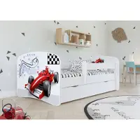 Sellbee Kinderbett Jugendbett 80x160 cm Weiß mit Matratze Rausfallschutz Schublade und Lattenrost Kinderbetten für Mädchen und Junge - Formel