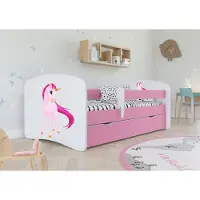 Sellbee Kinderbett Jugendbett 80x180 cm Rosa mit Matratze Rausfallschutz Schublade und Lattenrost Kinderbetten für Mädchen und Junge - Einhorn_2