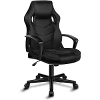 ALFORDSON Racing Schreibtischstuhl, Ergonomischer höhenverstellbarer & gepolsterter 150 kg belastbarer Bürostuhl, Drehbarer PC-Gaming-Stuhl, Schwarz