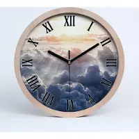 Tulup Holzuhr 25fi cm wanduhr - schwarze Spitzen - Luft Wolken