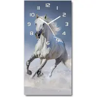 Tulup Wanduhr aus Glas – 30x60 cm - Glasbild - Glasuhr - Gehärtetes Glas -Schimmel im Galopp