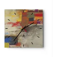 ARTTOR Wanduhr - Quadrat - Glasuhr - Abstraktion die Farben modern - 30x30cm - Schleichendes Uhrwerk - Lautlos - zum Aufhängen bereit - Dekoration Modern - Wanddekoration aus Glas - C3AC30x30-4176