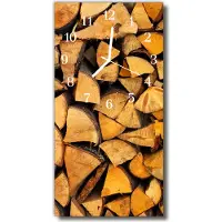 Tulup Glasuhr Wanduhr Küchenuhr Echt-Glas 30x60 Holz Beige