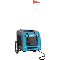 vidaXL Hochwertigen Möbel Fahrradanhänger - Blau Fahrradanhänger Hunde Blau und Grau Oxford-Gewebe und Eisen NEU2580578