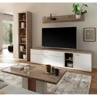 Lomadox Wohnwand in Eiche und weiß modern mit Couchtisch, 4-teilig - SAGUNTO-05