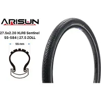 Arisun 27.5 Zoll Fahrrad Reifen 27.5x2.2 XLR8 Sentinel Touring 55-584 Reflexstreifen