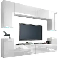 Meublorama FH-C1-C1-HG-W-2-1B+2-SQUERE*9C/108KG, 6 Regale, 8 Tür(en), Weiß, Mitteldichte Faserplatte (MDF), 350 mm, 2560 mm