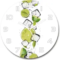 Tulup Wanduhr aus Glas 30fi Glasbild Glasuhr Gehärtetes Glas - weisse-zeiger - Lime with ice
