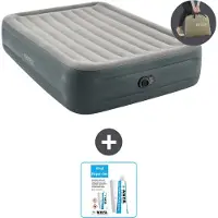 Intex Luftbett - 2 Personen - 152 x 203 x 46 cm - Grau - Inklusive Pumpe - Reperaturset