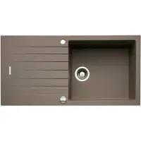 NABER Spüle ANGOLA 100L in CONCRETE mit Drehexcentergarnitur verchromt / Auflagespüle / Einzelbecken / 60 cm Schrankbreite