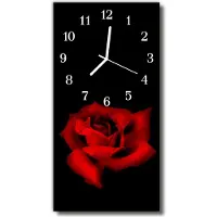 Tulup Glasuhr Wanduhr Küchenuhr Echt-Glas 30x60 Rose Rot