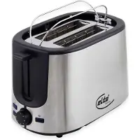 Elta 2001565 Toaster, Edelstahlgehäuse, Auftaufunktion, Brötchenrost