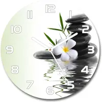 Tulup Wanduhr aus Glas 30fi Glasbild Glasuhr Gehärtetes Glas - weisse-zeiger - Orchid and stones