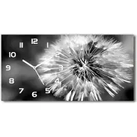 Tulup Wanduhr aus Glas – 60x30 cm - Glasbild - Glasuhr - Gehärtetes Glas - weisse-zeiger - Löwenzahn