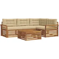 vidaXL Outdoor-Sofagarnitur 5 Stk. Natur und Beige