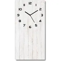 Tulup Wanduhr aus Glas – 30x60 cm - Glasbild - Glasuhr - Gehärtetes Glas -Hölzerner Hintergrund