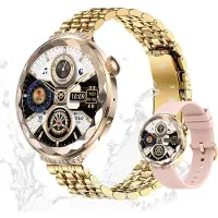 Valdus Damen Smartwatch Elegant 1,19 Zoll – Telefonfunktion, 180mAh Akku, Fitness-Tracking, Bluetooth-Anruf, Android/iOS kompatibel – Gold