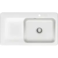SYSTEMCERAM KeraDomo Spüle JUNA 90 in GRÖNLAND - Becken rechts mit Handbetätigung / / Keramikspüle